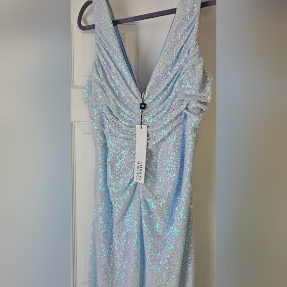 Badgley Mischka Sequined Ruched Gown Dress Color Blue Size 16